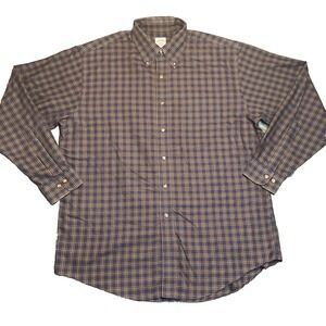 Brooks Brothers 346 Shirt Men L Brown Check Button Down Long Sleeve Pocket Plaid